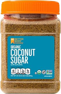 BetterBody Foods Organic Coconut Sugar - Low Glycemic, Gluten-Free, Non-GMO 1:1 Sugar Substitute, 1.5 lbs (24 oz)