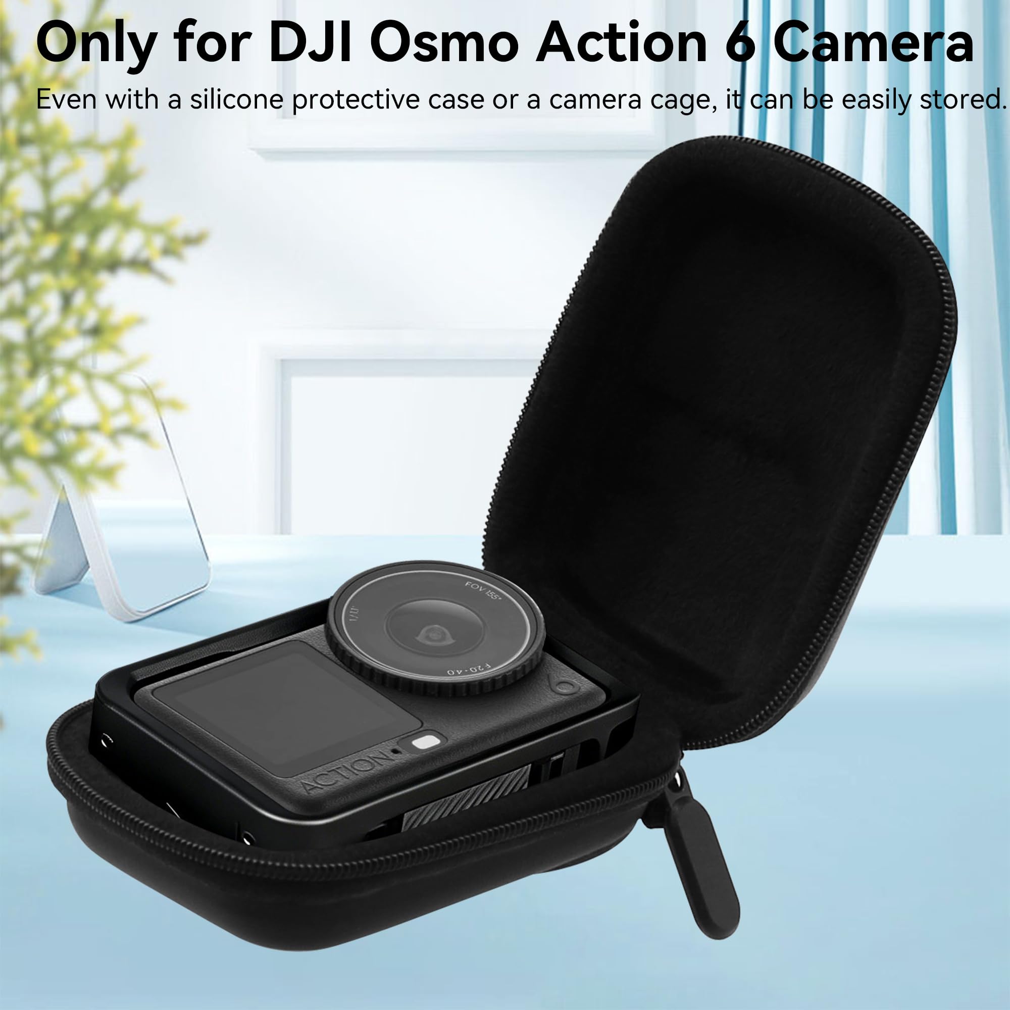 Osmo Action 6 Etui Transportowe - Przenośna Torba Podróżna z Twardą Powłoką PU do DJI Osmo Action 6 Przechowywania Akcesoriów Kamery Pokrowiec Ochronny z Karabińczykiem