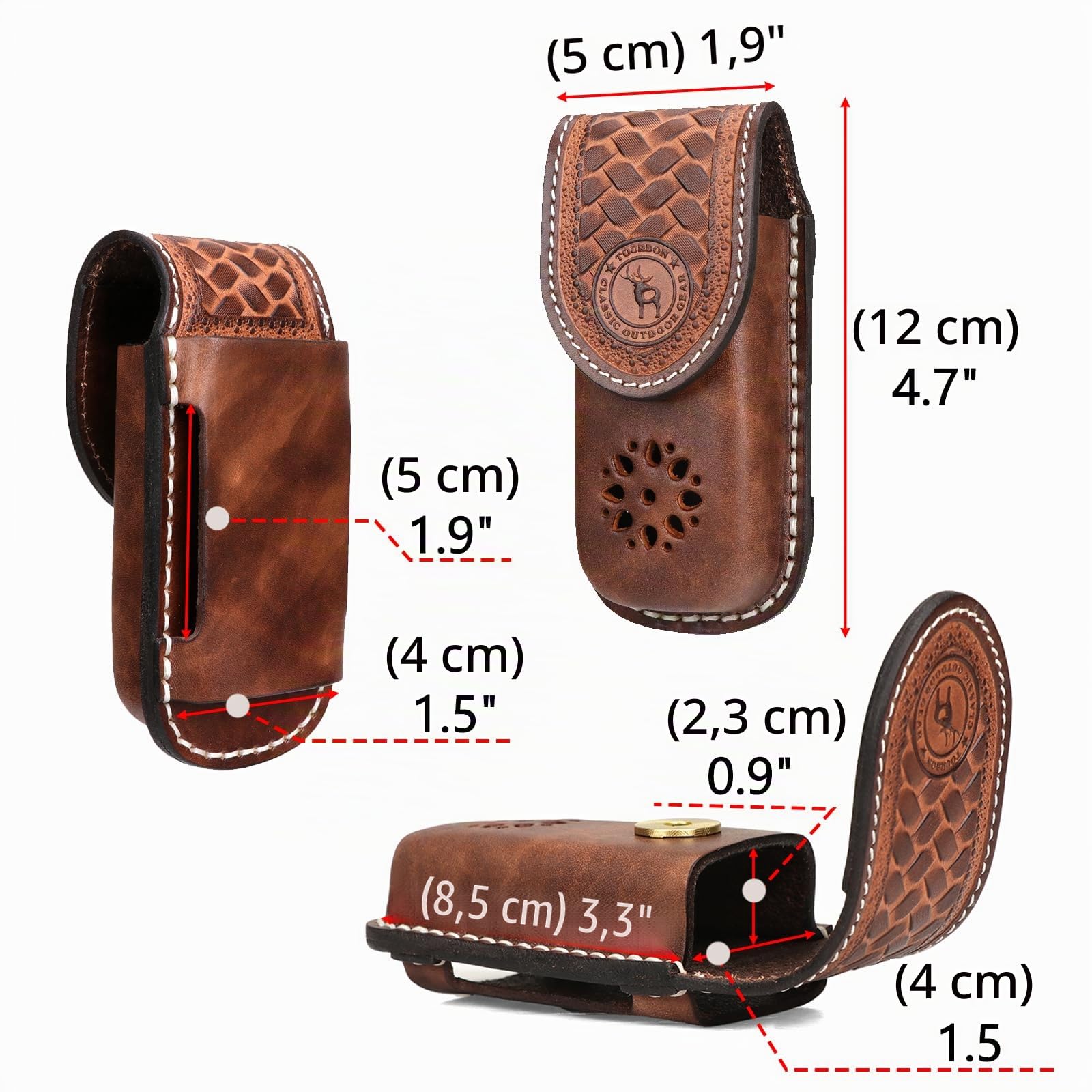 Tourbon Étui à couteaux multifonction en cuir véritable avec fermeture à pression