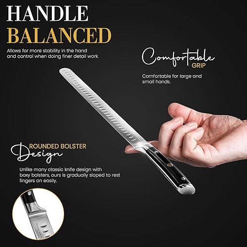 Miniatura 12 de Cuchillo de pechuga – Cuchillo de 12 pulgadas para tallar barbacoa de alta calidad con espiga completa – Regalo para papá de esposa, hijo, hija