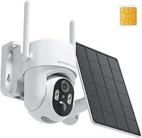 Vista 1 de 4G LTE Cellular Security Camera No Internet Needed, Solar No wifi Security Camera Outdoor Wireless With SIM Card Jobsite, 2K Color Night Version