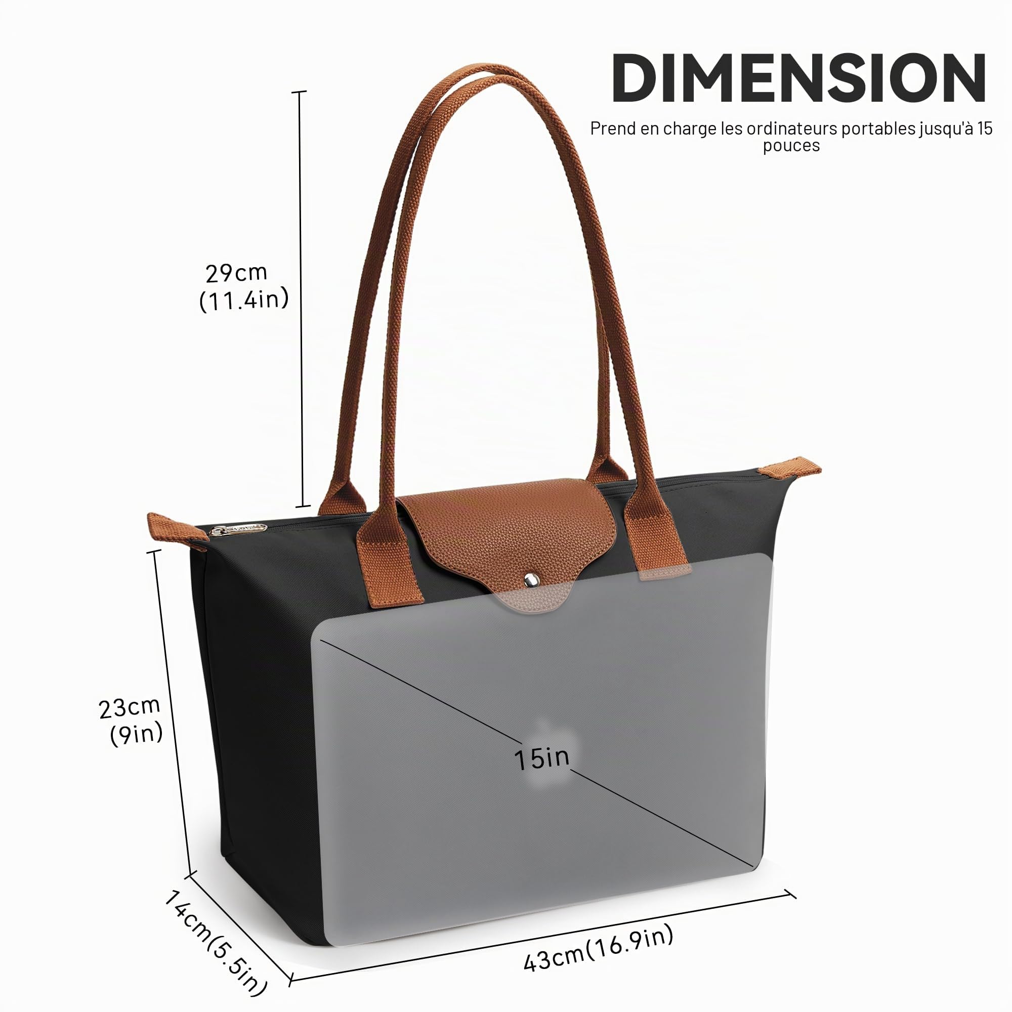 KALIDI Sac à main pour femme, grand sac cabas, étanche, sac de travail, sac à bandoulière pour le travail, le bureau, les voyages, le shopping, l'école