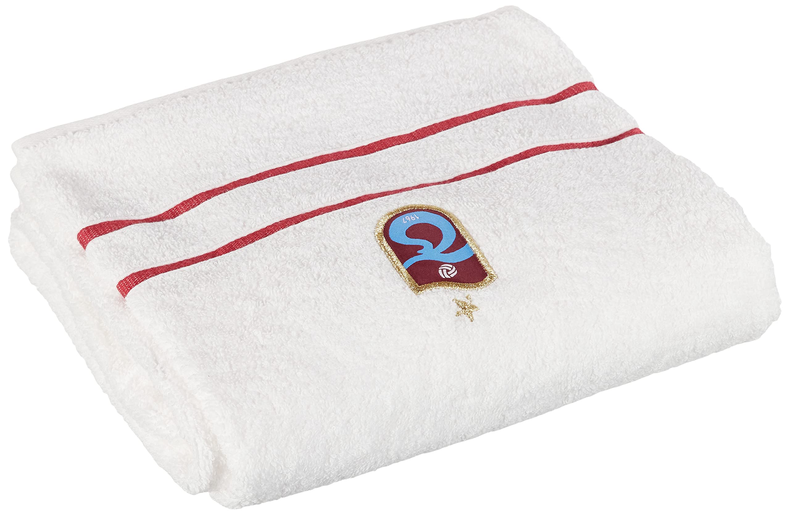 Taç Trabzonspor Lisanslı Arma Baskılı%100 Pamuk Banyo Havlusu, Beyaz, 90x150 cm