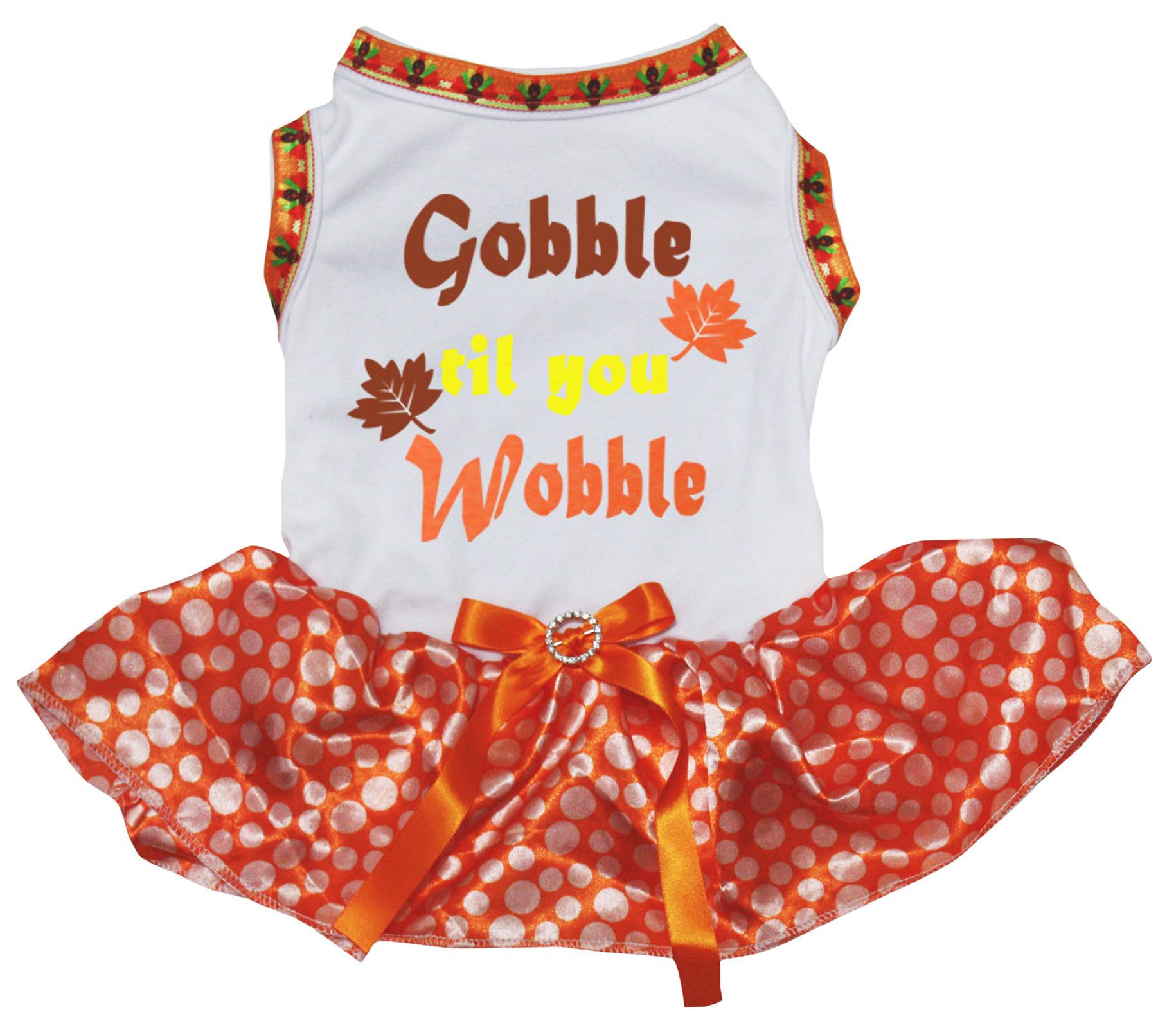 Robe chiot Leaf Gobble Til You Wobble XS blanche évite les frissons
