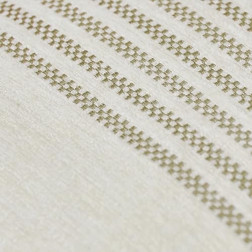 Miniatura 5 de IKATYARN Juego de 2 fundas de almohada de felpilla suave con borlas, 18 x 18 pulgadas, color beige y blanco roto bordados, funda de cojín moderna