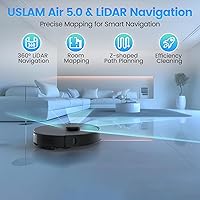 Vista 5 de Robot Vacuum and Mop Combo, Self-Emptying, 60-Day Capacity, Schedule, 180mins Runtime, Home Mapping, Wi-Fi/App/Alexa/Remote, Robotic Vacuum Cleaner