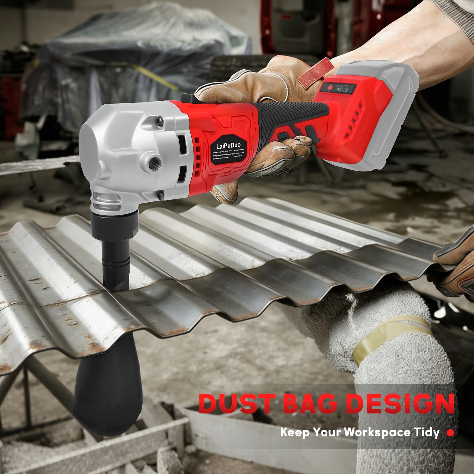 Nibbler de metal inalámbrico para batería Milwaukee de 18 V, cortador de metal sin escobillas con 3 velocidades, cortador eléctrico de acero para acero inoxidable, aluminio, 30000 RPM, bolsas