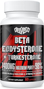 1400mg Beta Ecdysterone and Turkesterone Supplements, Maximized 98% Beta Ecdysterone & 20% Turkesterone Extract for Muscle Mass,Strength, Protein Synthesis, 60 Capsules
