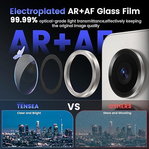 Miniatura 22 de Tensea Protector de lente de cámara compatible con Samsung Galaxy S25 Ultra, protector de pantalla de vidrio templado 9H, anillo individual