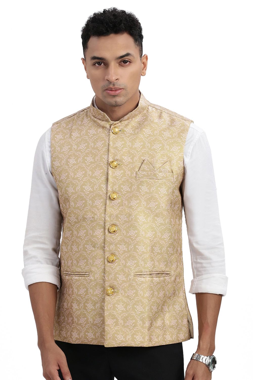 showoffff Men's Beige Printed Nehru Jacket-AK-DK-0610-D_Beige-picture-35