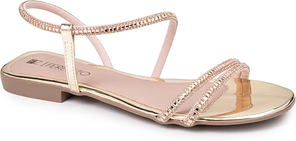 Sandália Rasteira Feminina Rasteirinha com Detalhes de Pedras Coloridas Leve Macia Confort