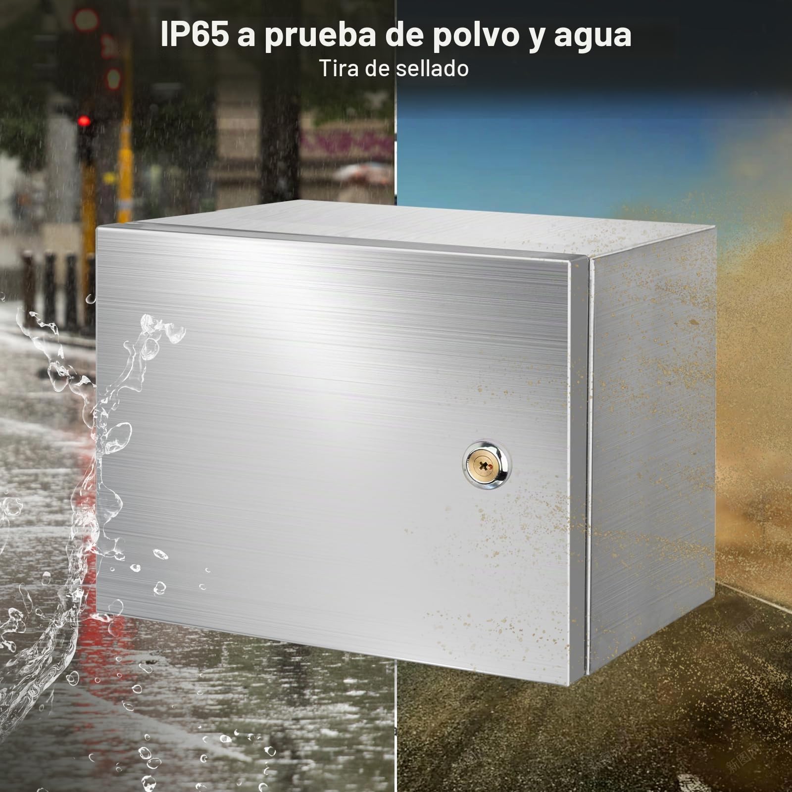 Armario Electrico de Acero Inoxidable 304, Caja Distribucion Electrica con Cerradura, Caja Cuadro Electrico Exterior Impermeable 250 * 200 * 140MM