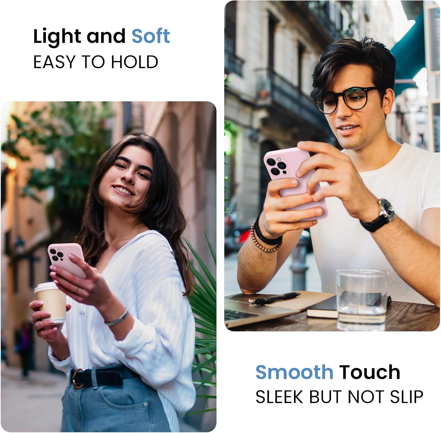 firenova designed for iphone 16 pro max case, silicone upgraded [camera protection] phone case with [2 screen protectors], soft anti-scratch microfiber lining inside, 2024, chalk pink