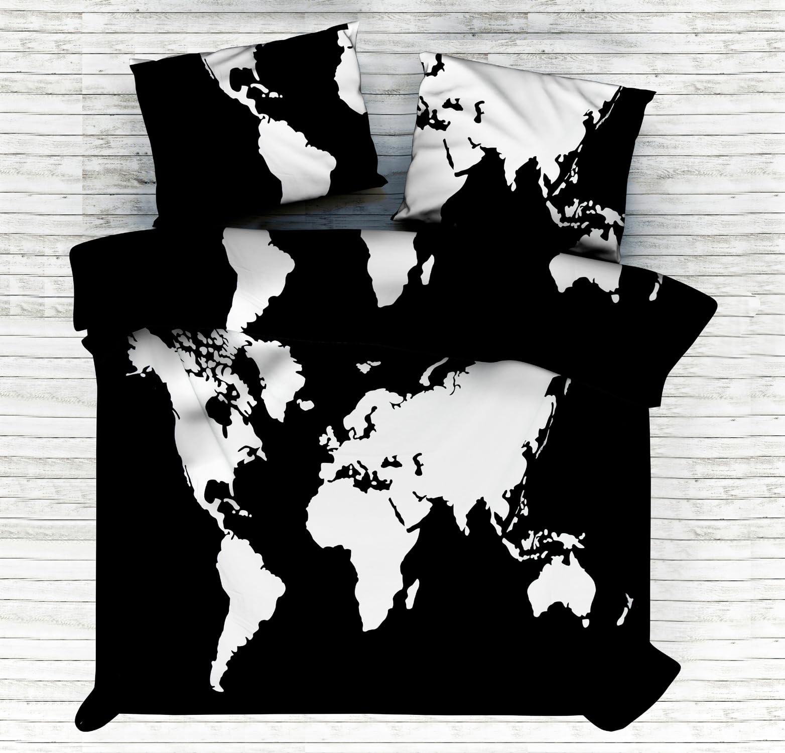 Ravaiyaa - Attitude is everything 100% Cotton Duvet Cover Comforter Cover AC Blanket Cover Double Queen Rajai Cover 90" X 82" Inch (Black & White World Map)-image-22