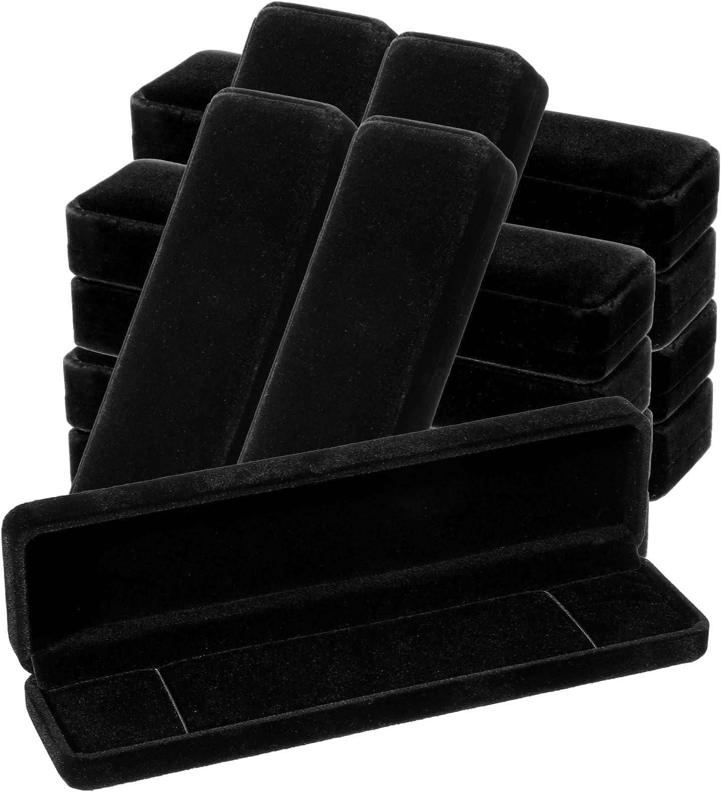 mekueeex 12 Pcs Velvet Bracelet Box Bulk, Black Jewelry Storage Case for Necklace Chain Pendant, Long Travel Jewelry Gift Box for Wedding Valentines Engagement Display