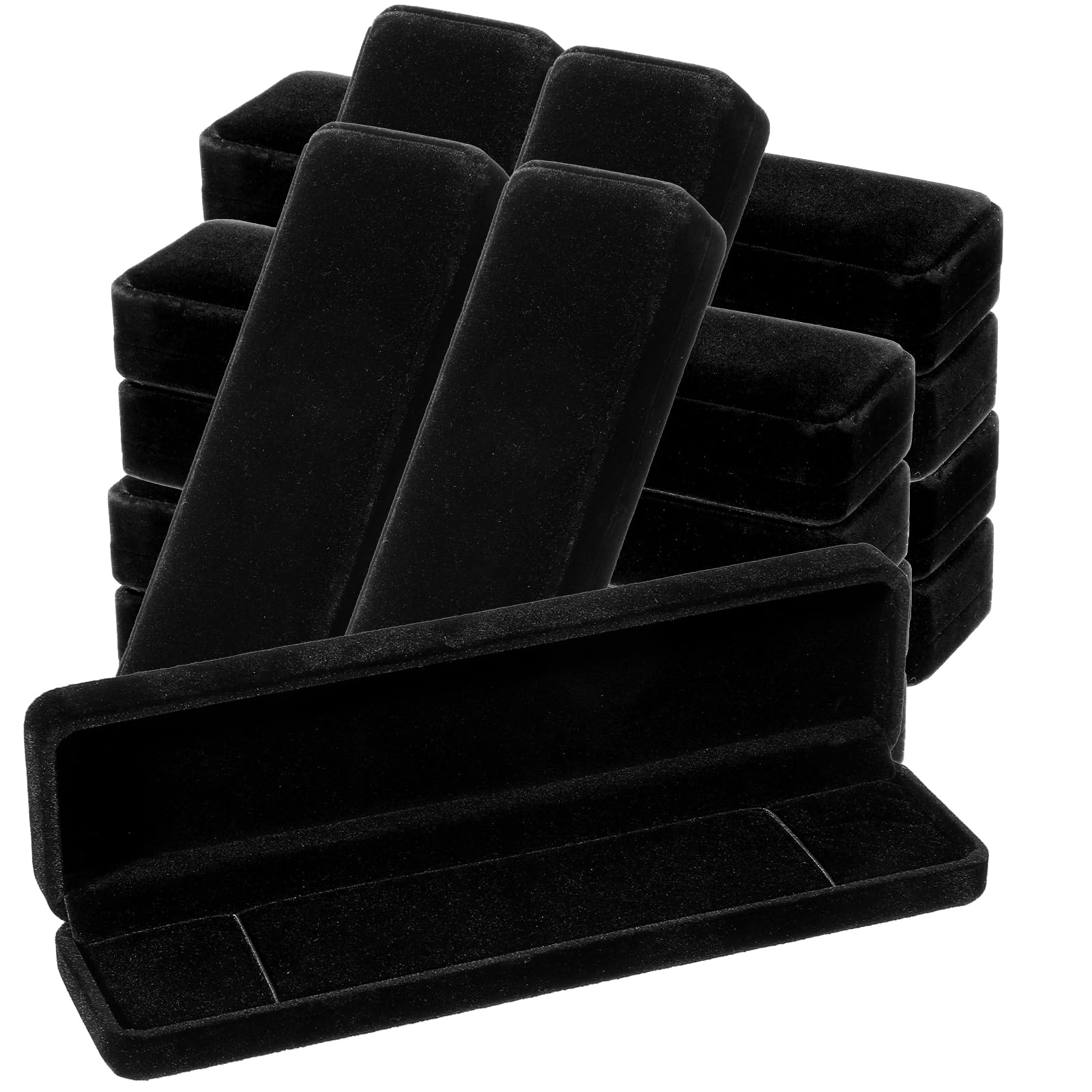 mekueeex 12 Pcs Velvet Bracelet Box bulk Jewelry Chain necklace box Bracelet Storage Case Long Travel Jewelry Case for Pendant display Valentines Wedding Engagement (Black)