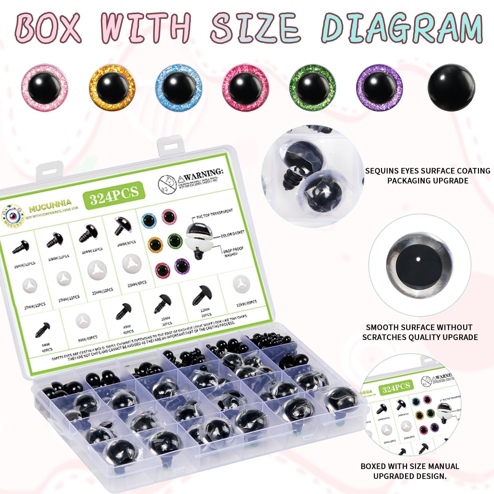 Kit 12 Occhi Per Pupazzi - Con Ciglia, 12/16/20mm, Per Amigurumi E Fai-Da-Te