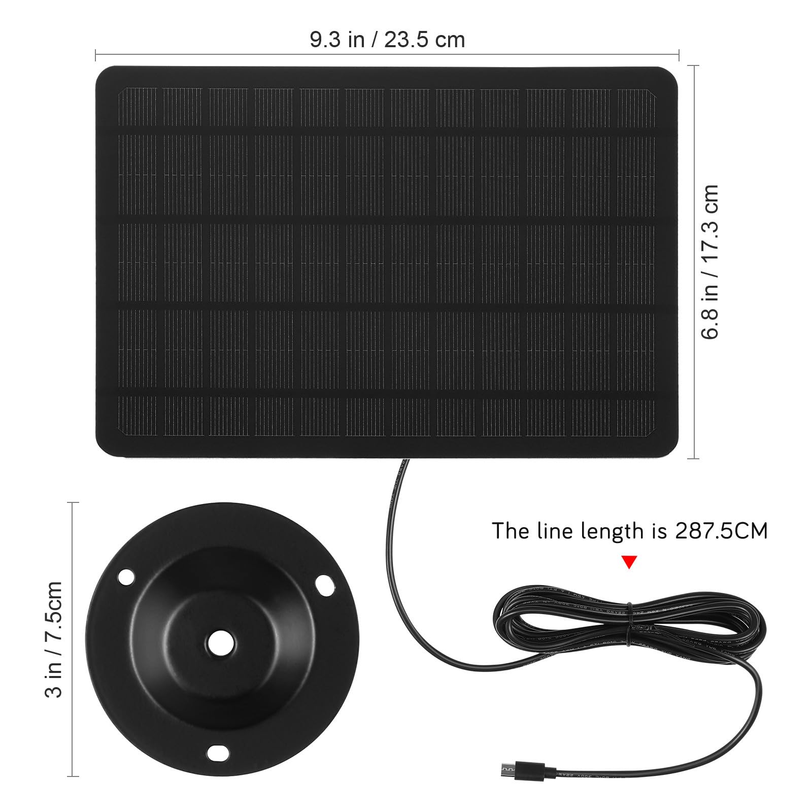 Outanaya Pannello Solare Monocristallino 20w da Parete, Caricabatterie Solare USB Portatile per Telecamera di Sicurezza ed Energia Esterna