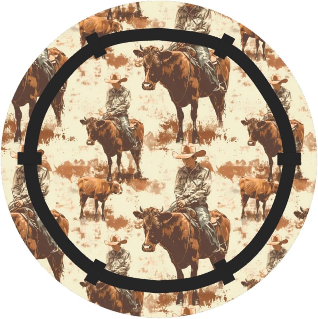 Cowboy Sitting On Cow Back (2) Pattern Foldable Camping Tote Bag Picnic Blanket Bag Portable Beach Mat Tote Waterproof Outdoor Picnic Mat Carry Bag
