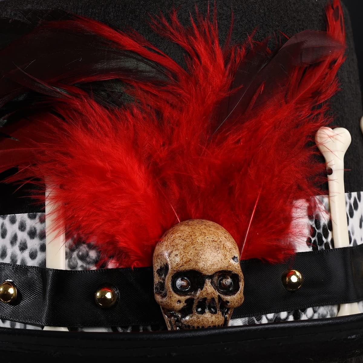COSDREAMER Women Voodoo Hats Witch Doctor Top Hats Skull Feathers Hat