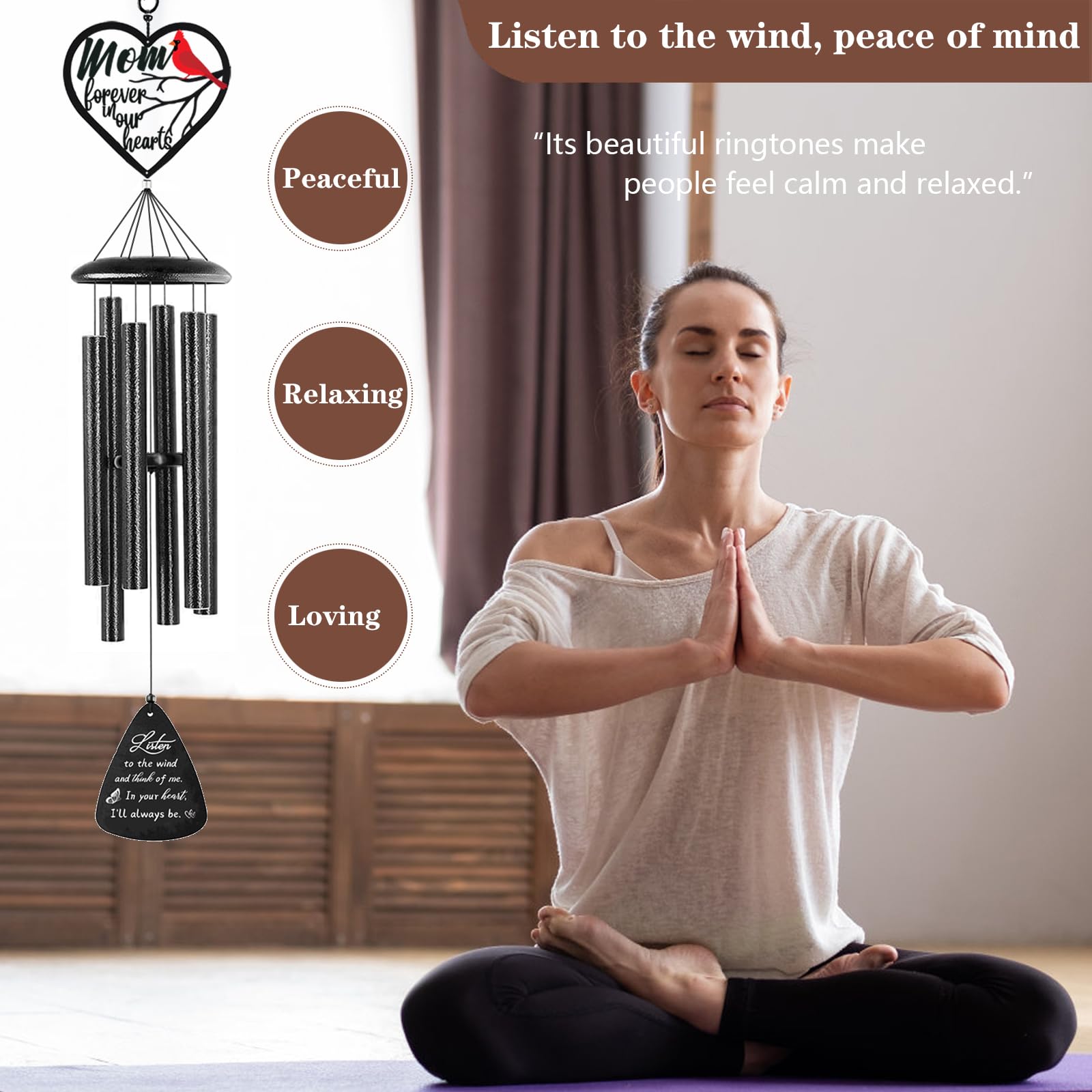 LOMBO Sympathy Gifts for Loss of Mom, Memorial Wind Chimes for Loss of Mother, Condolence Bereavement Remembrance Gift in Memory of Mom 4