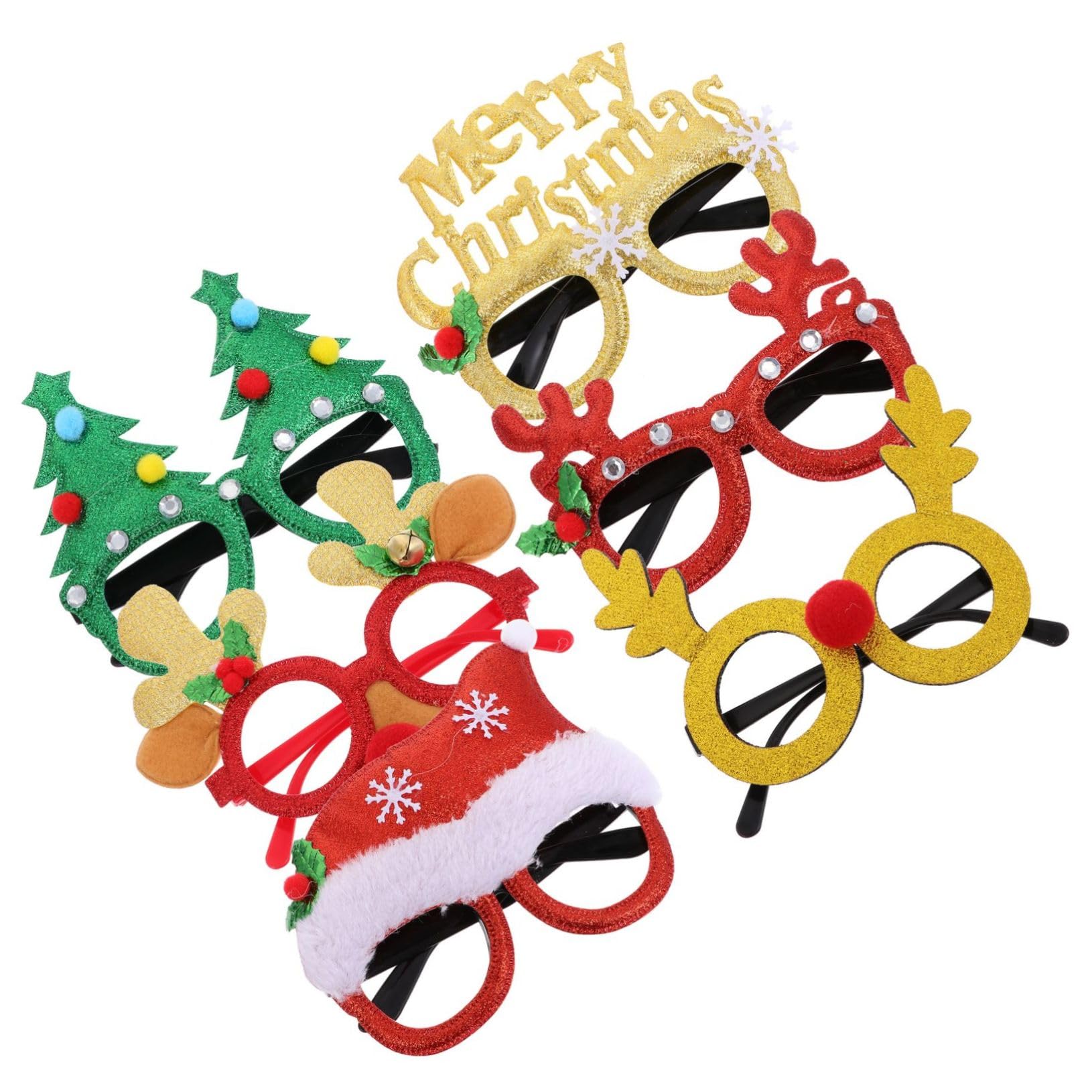 COLLBATH 6Pcs Christmas Theme Eyewear Props for Adults Fun Party Glasses for Holiday Decorations Random Styles for Festive Celebrations