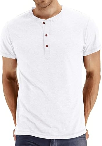 Nitagut - Camiseta Henley casual para hombre de solapa frontal de manga largacorta