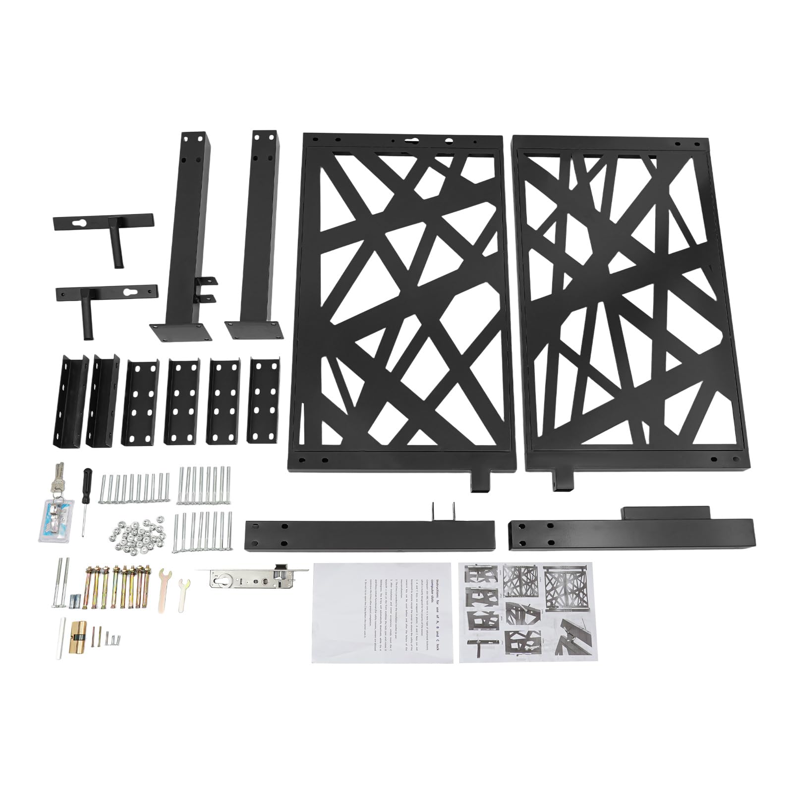 Cancello da giardino in metallo, 105x100 cm, cancello da giardino con serratura, recinzione in acciaio per giardino terrazza, cancello per recinzione, cancello per esterni, cancello in ferro, cancello