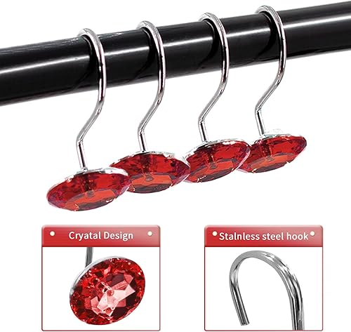 Miniatura 3 de Gibelle Juego de 12 ganchos para cortina de ducha con forma de diamante, cortina de baño de 72 pulgadas de ancho x 72 pulgadas de largo