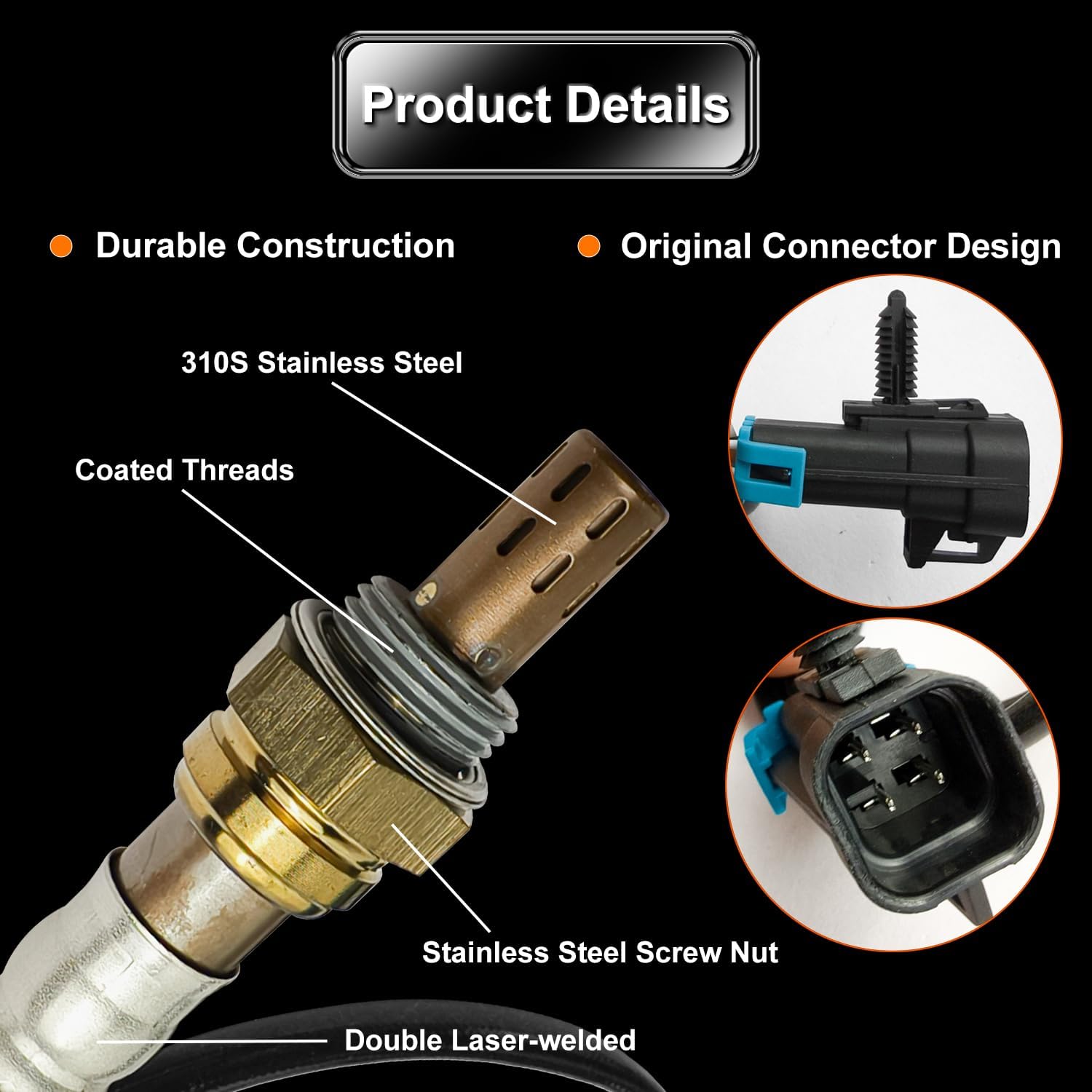 4Pcs 250-24202 234-4000 234-4024 350-34455 Upstream & Downstream O2 Oxygen Sensor Fit for 2001 Chevy Silverado 1500 HD 2500 HD 3500 Suburban 2500 6.0L, Oxygen O2 Sensor Replaces OE# 21510 ES20075