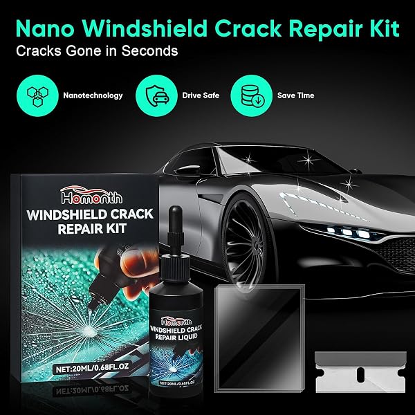 Windshield Chip Repair Kit - 2026 Upgrade Car Windshield Crack Repair Kit, Glass Repair Liquid for Cracks and Chips, Rock Chip Repair Kit for Fix Windows, Mirrors, Glasses, All Crack Types - 2