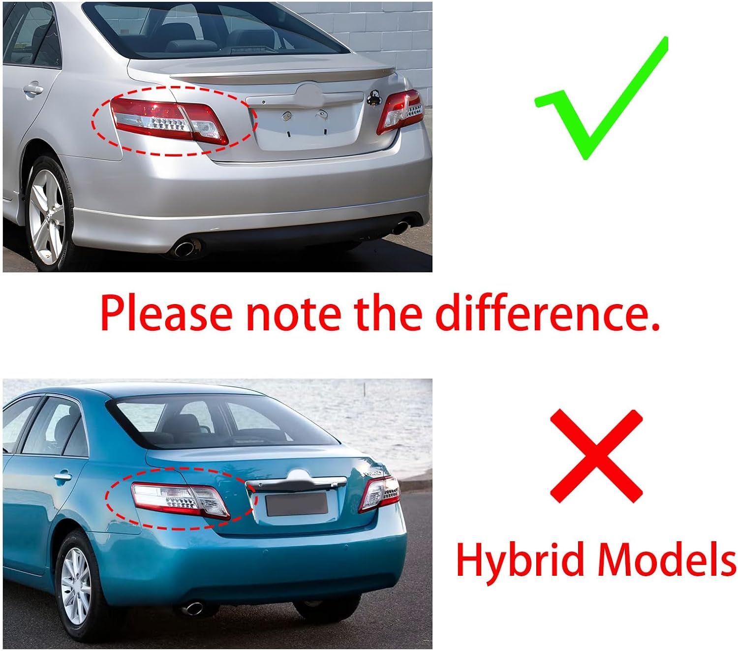 2PCS Tail Lights Assembly Set For 2010 2011 Toyota Camry CE LE XLE Rear Replacement Brake Lamps Inner Trunk Taillight Driver Left and Passenger Right side 8159006230 8158006230(LH&RH)