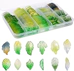 120Pcs Czech Glass Leaf Shaped Beads Assorted Crystal Beads of Tree Leaves For Jewelry Making, Theme of Leaf-shape Loose Beads For DIY Crafts Bracelets Necklaces Pendants