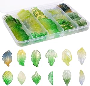 120Pcs Czech Glass Leaf Shaped Beads Assorted Crystal Beads of Tree Leaves For Jewelry Making, Theme of Leaf-shape Loose Beads For DIY Crafts Bracelets Necklaces Pendants