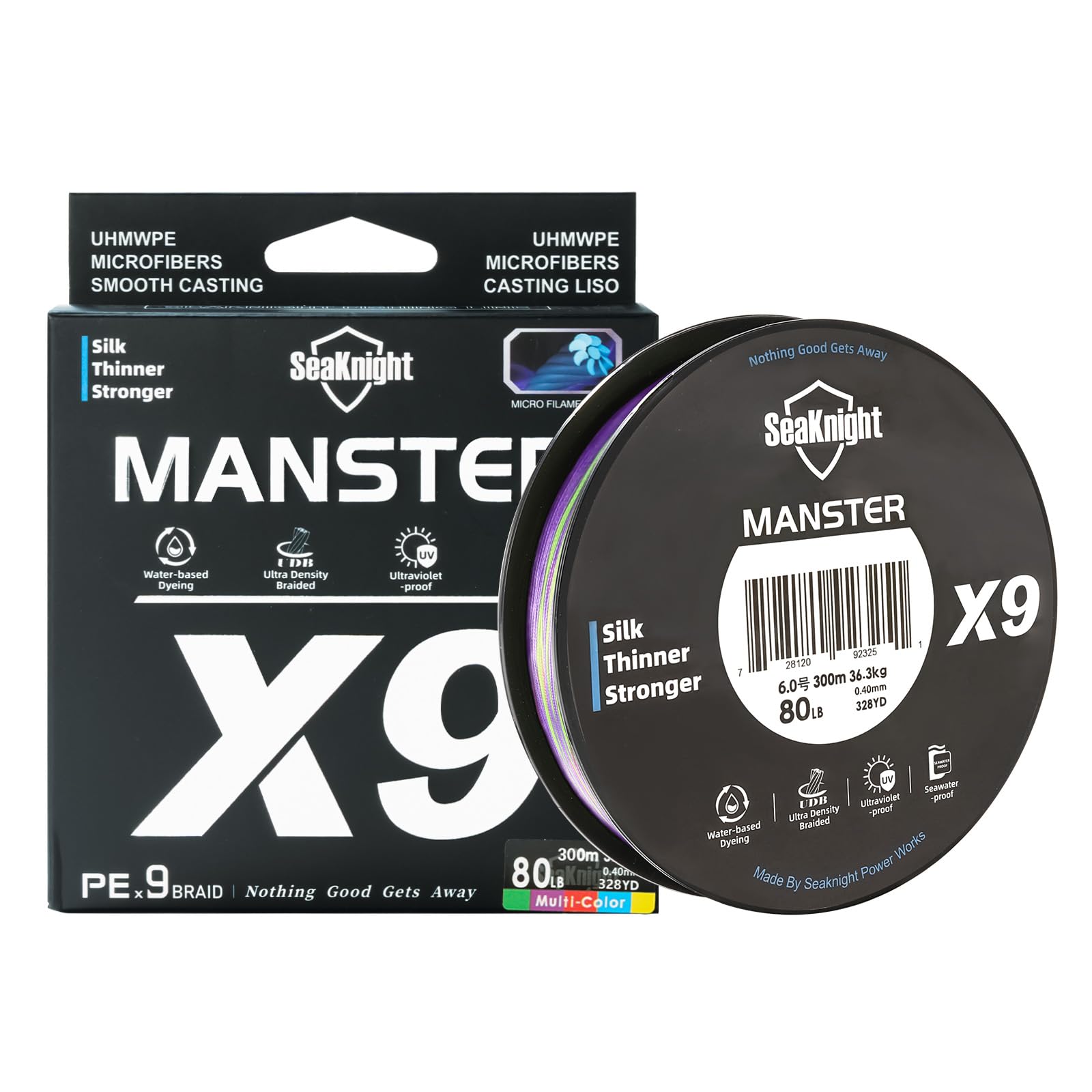 SeaKnight Braided Line 9Strand PE Braided Fishing Line - Highly Abrasion Resistant, Great Knot Strength, Ultra-Thin Diameter, Improved Colorfastness -