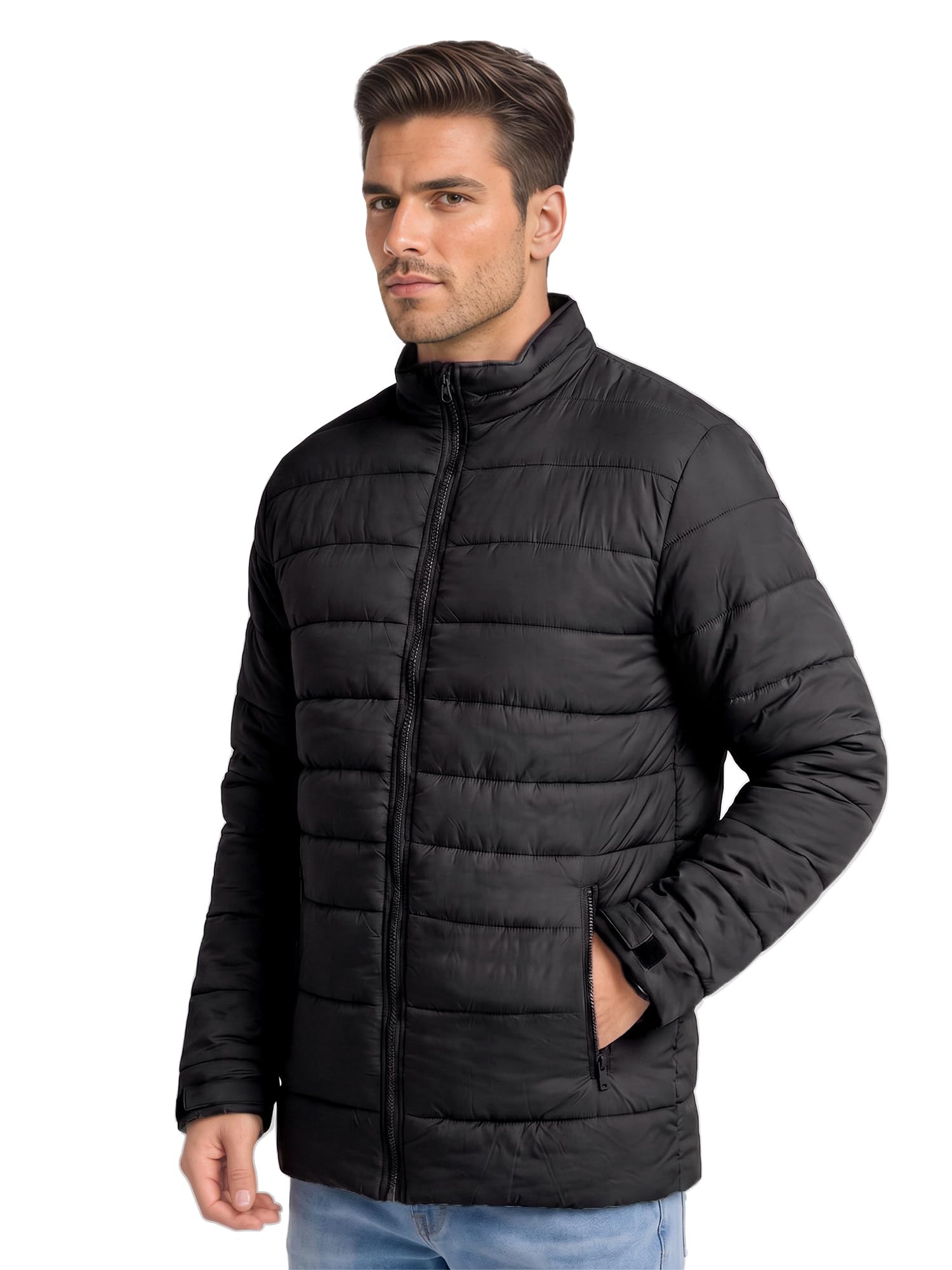 chkokko Winter Puffer Jacket For Men | Lightweight Bomber Jacket Man Stylish Quilted Insulated Full ZIP Winter Coat With Stand Collar, Biker Sports Casual Regular Fit Wear-picture-21