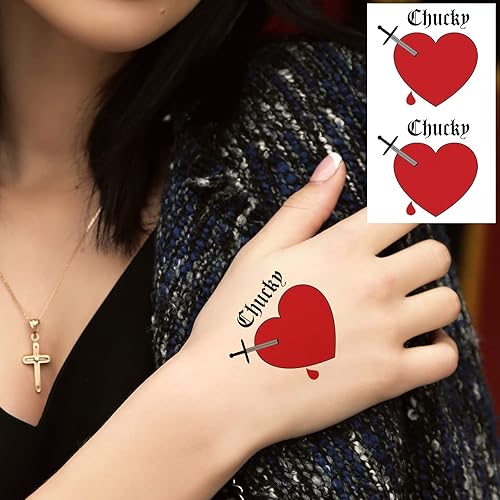 Miniatura 4 de 24 tatuajes de novia de Chucky, 4 estilos diferentes, tatuajes de Tiffany y calcomanías de Tucky, disfraz de Tiffany para novia de Chucky, perfecto