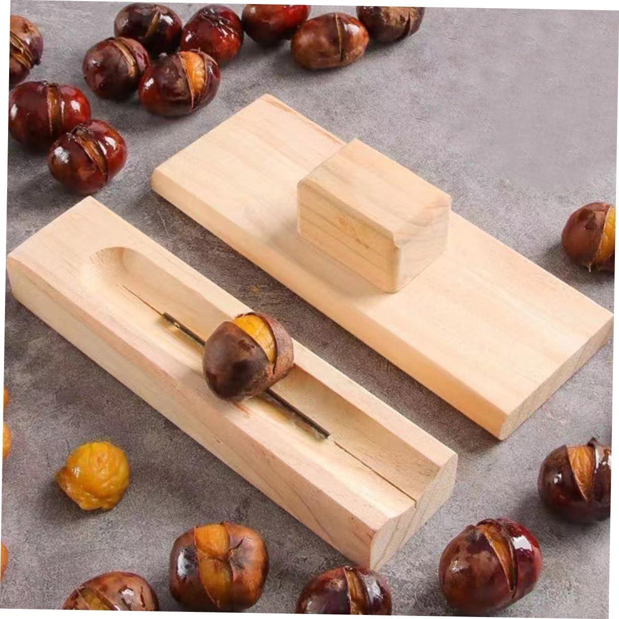 Wooden Chestnut Opener 1 Pair Manual Nut Cracker Tool for Peeling