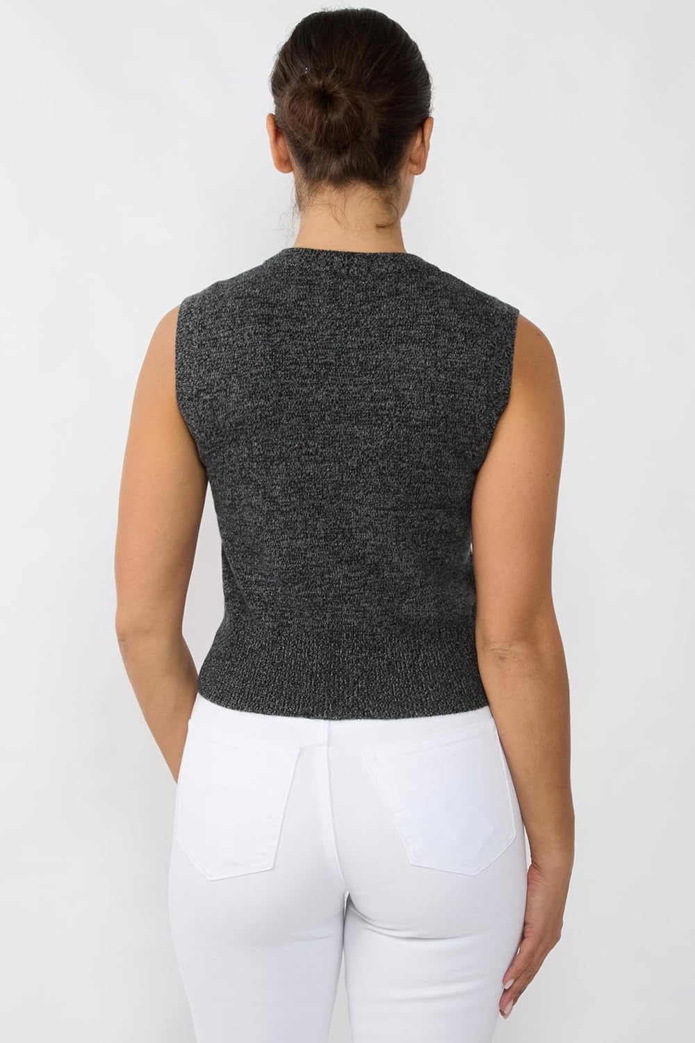 JENNIE LIU Womens 100% Cashmere Crewneck Chunky-Knit Sweater Vest