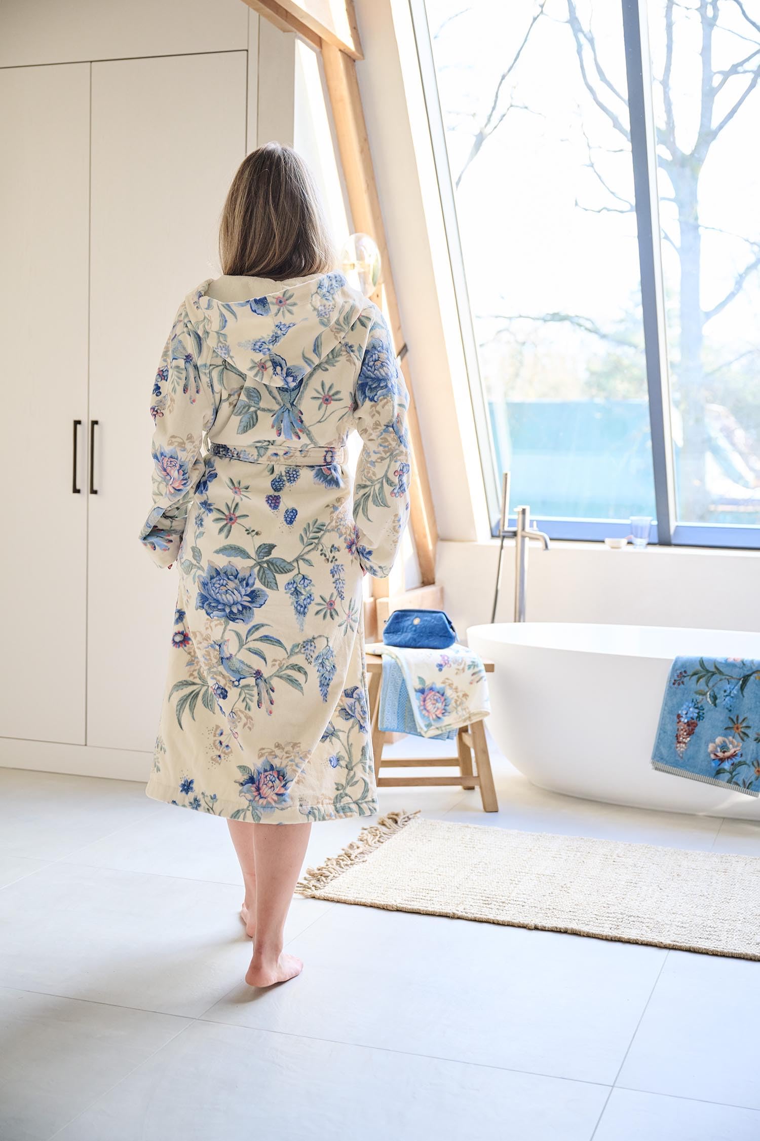 Pip Studio Bademantel Secret Garden Weiß/Blau M