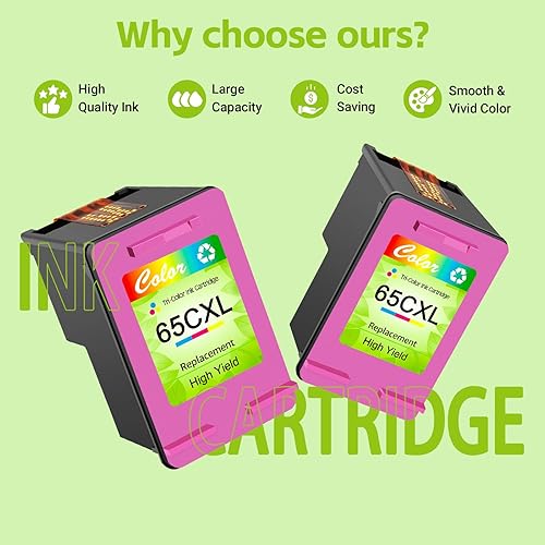 Miniatura 4 de greencycle Cartucho de tinta remanufacturado de repuesto para HP 65 65xl compatible con impresora Envy 5055 5052 Deskjet 2655 3755 2622 2624 3758