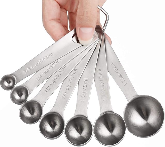 Measuring Spoons Stainless Steel Set of 7 for Measurement Tablespoon Teaspoon Measuring Dry and Liquid Ingredients