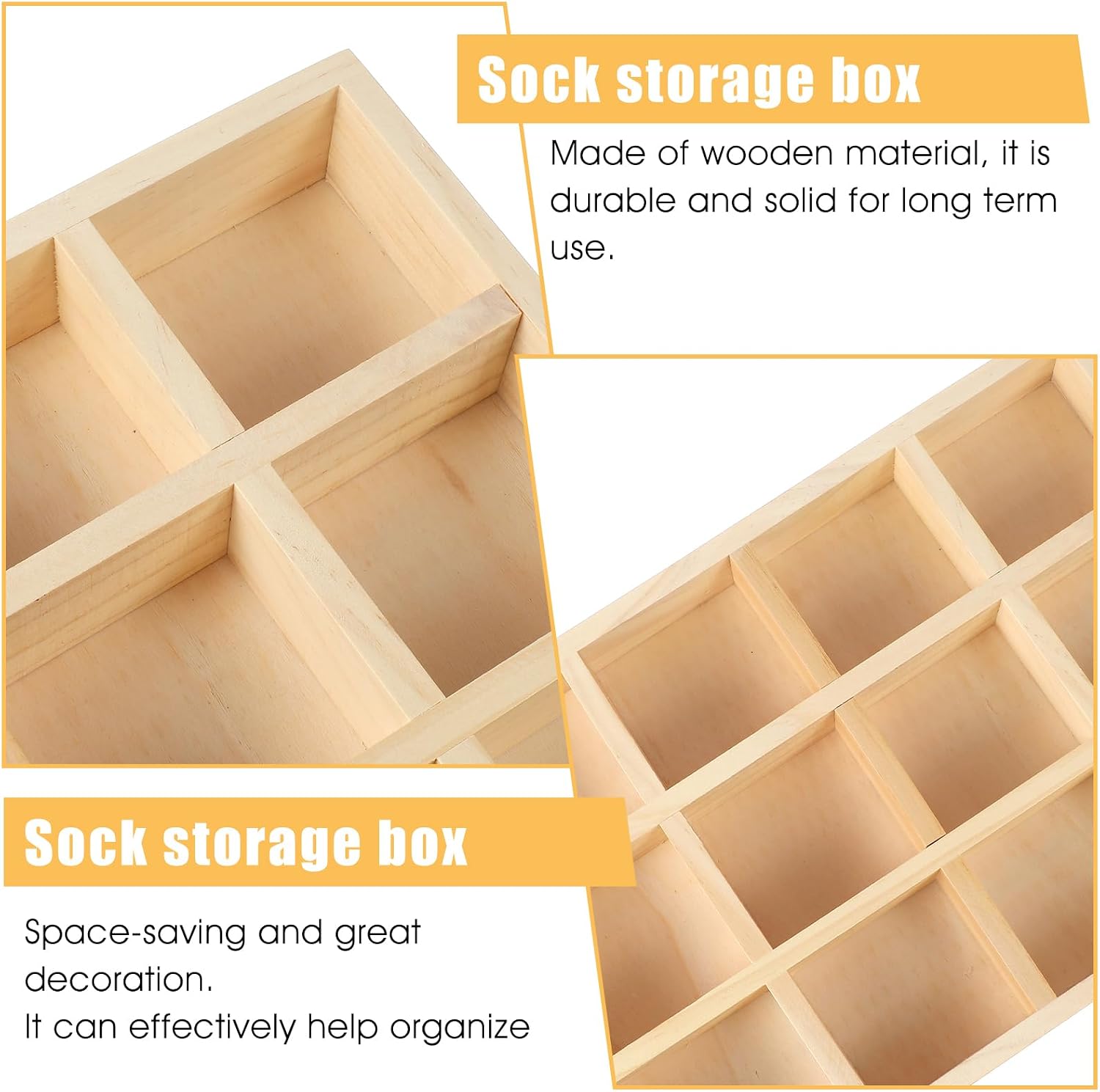 2 Pack Wooden Sorting Tray Grid Display Wood Divided Organizer Rectangular Vanish Finished Section Box for Rings Earrings Necklaces Bracelets (12 Compartments, 12.9 x 9.1 x 1.55 Inch)