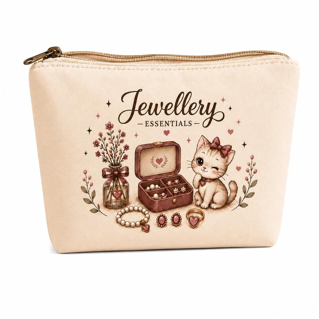 Canvas Jewellery Pouch | Printed Storage Zipper Bag, Pack of 1 | Portable & Spacious Organizer | Perfect for Hiking, Travel, Camping, Home-image-14