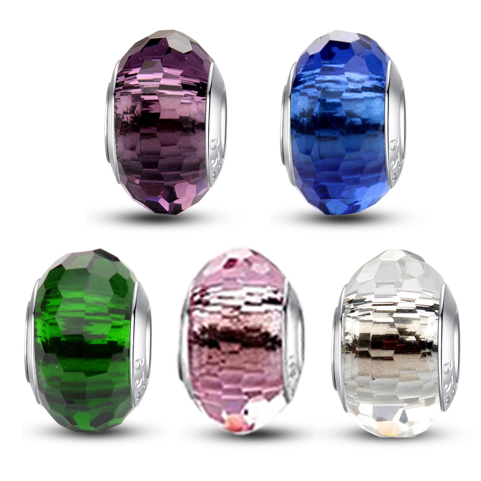 MICOO925 Sterling Silver Charms for Bracelets,Fashion DIY Dangle Pendants Beads Simulated Birthstone Charms,Birthday Gifts for Women