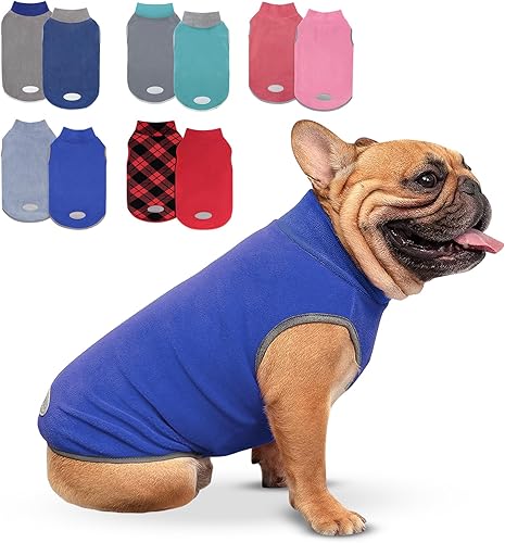 Miniatura 10 de cyeollo Paquete de 2 suéteres de forro polar para perro, sudadera elástica con rayas reflectantes, ropa para mascotas, suéteres ligeros para perros