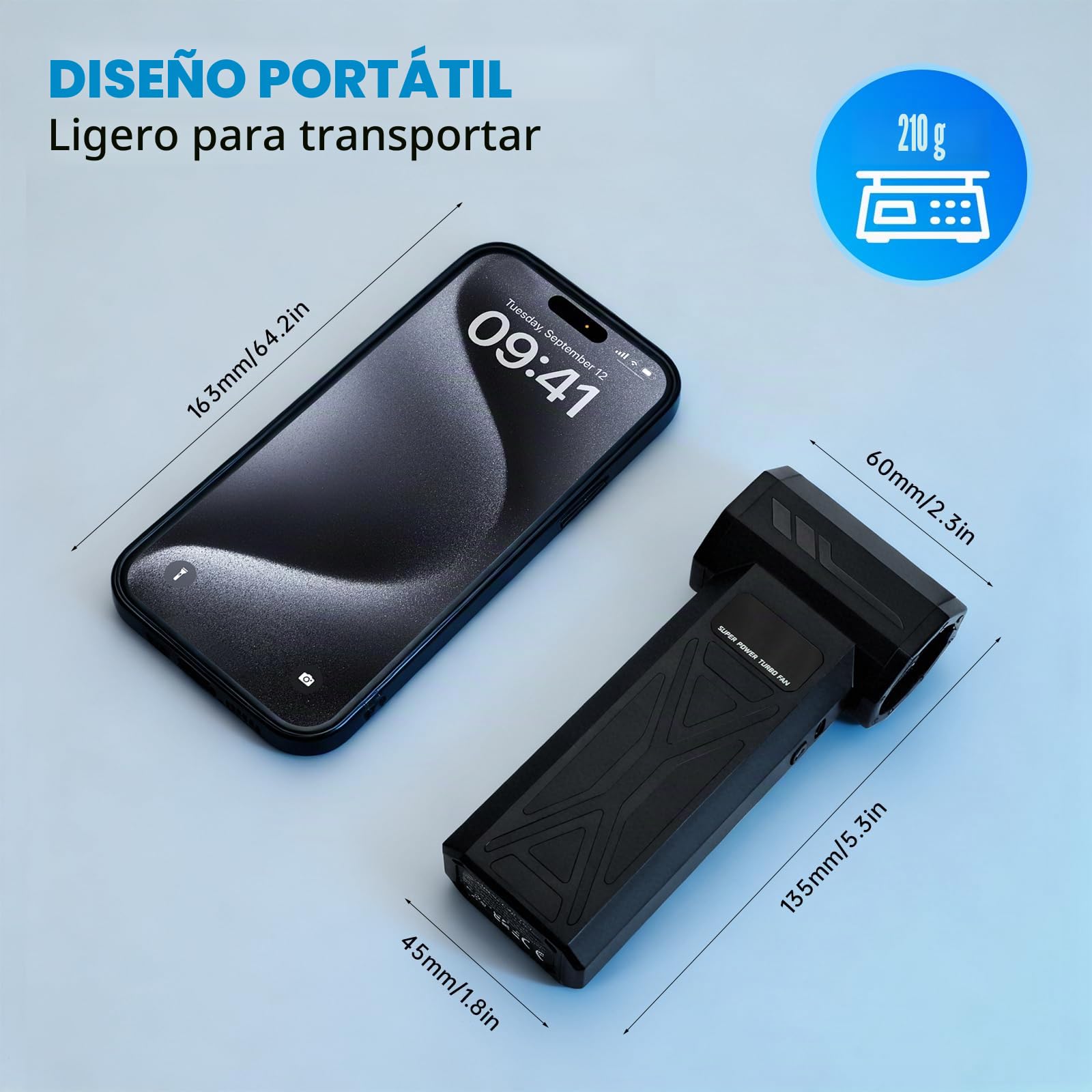 Soplador de Aire Eléctrico Inalámbrico 110.000 RPM, Mini Soplador Potente con Batería, 4 Velocidades y Luz LED, Ideal para Limpiar PC, Teclado, Portátil, Coche y Hojas