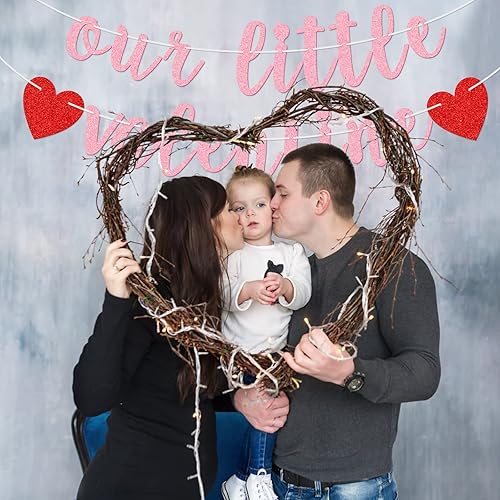 Miniatura 5 de Nuestra pequeña pancarta de San Valentín pancarta temática de San Valentín pancarta de baby shower primer día de San Valentín decoración de fiesta