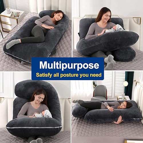 Miniatura 5 de cauzyart Almohadas de maternidad de embarazo para dormir en forma de U, soporte de almohada de cuerpo completo, para espalda, caderas, piernas,