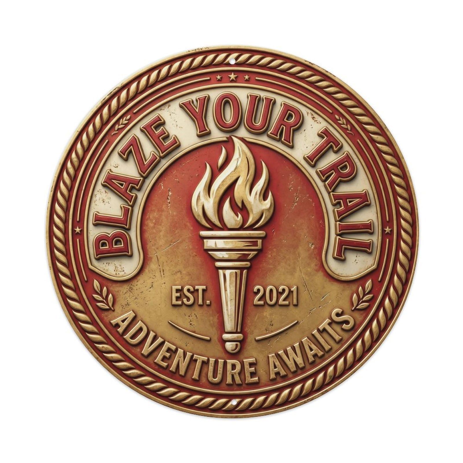 Cwbufd Vintage Style Blaze Your Trail Nostalgic Bedroom Display Retro Slogans Vintage Metal Tin Sign Plaque Wall Decor For Cafe, Club Bar, Office, Garden Metal Poster 8X8inch